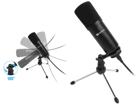 SANDBERG Streamer USB Desk Microphone - Studio-Mikrofon - -38 dB - 30 - 16000 Hz - 24 Bit - 192 kHz - Unidirektional
