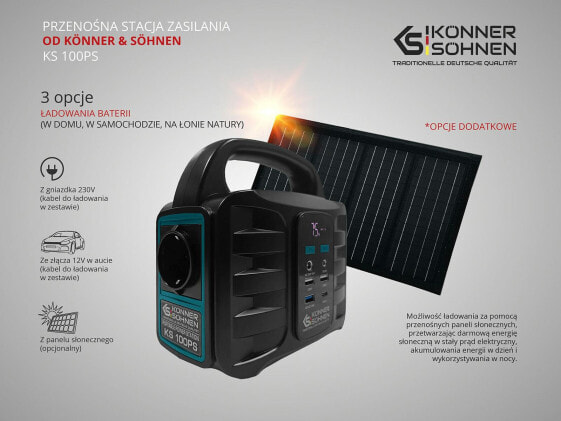 KÖNNER & SÖHNEN PRZENOŚNA STACJA ZASILANIA KS 100PS 100 W