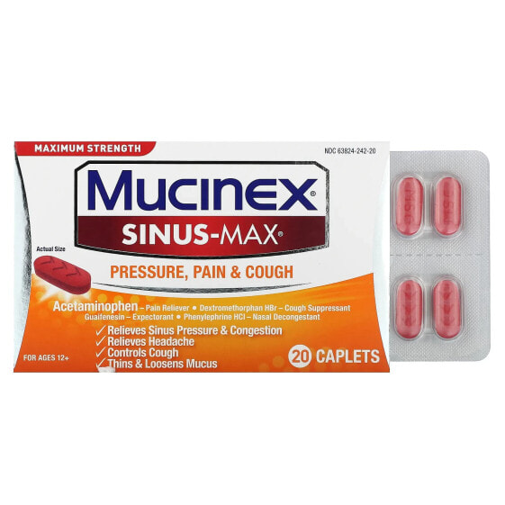 Sinus-Max, Pressure, Pain & Cough, For Ages 12+, 20 Caplets