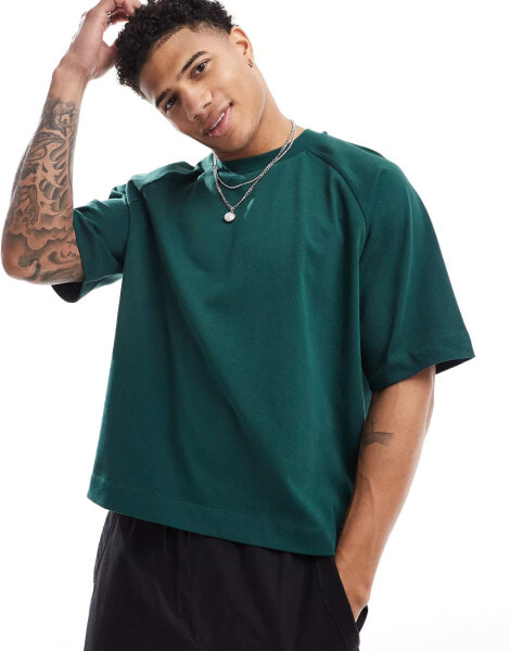 ASOS DESIGN oversized boxy raglan t-shirt in dark green