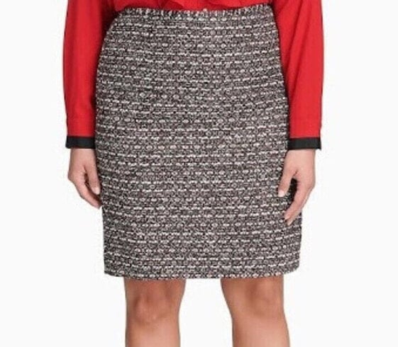 Calvin Klein Women's Tweed Pencil Skirt Black Red 2