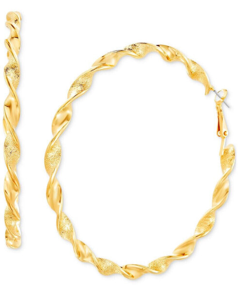 Gold-Tone Twisted Large Hoop Earrings, 3"