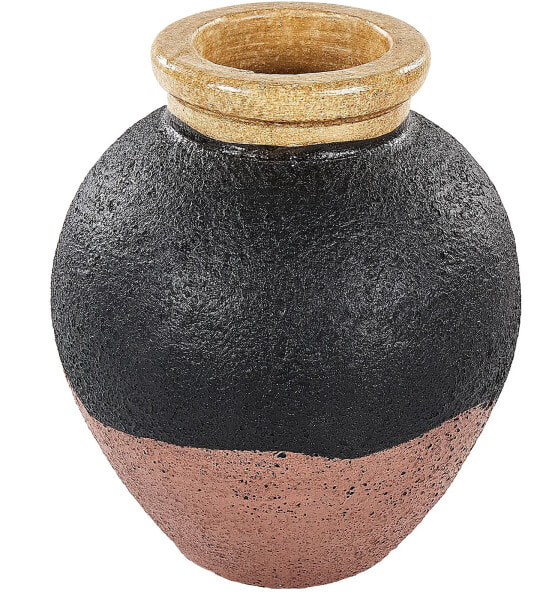 Аксессуары для цветов Beliani Декоративная ваза Dekovase DAULIS Handgefertigte Raffinierte Schwarz und Rosa Terrakotta Vase Retro Stil 27x27x31 см 4.2 кг