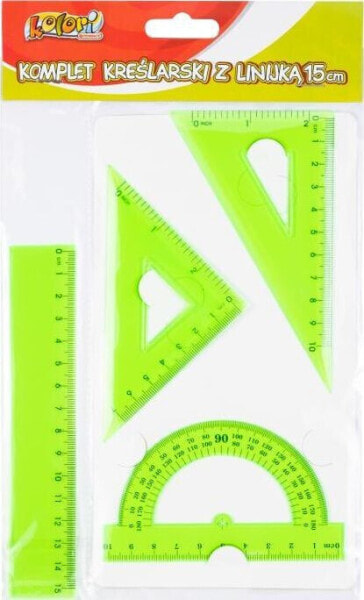 Penmate Komplet kreślarski z linijką 15cm zielony PENMATE
