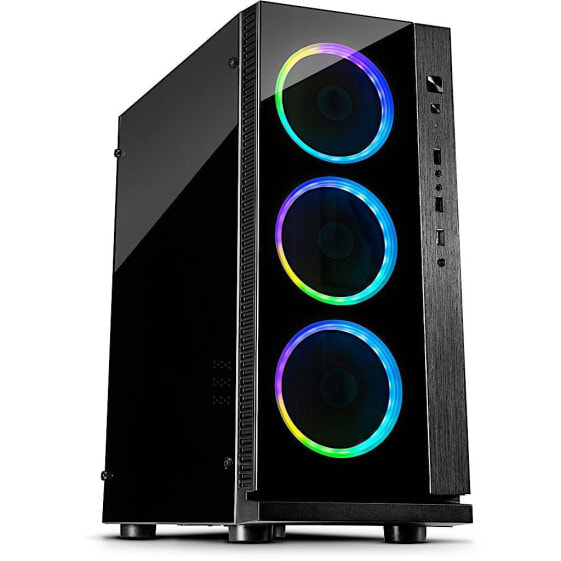Inter-Tech W-III RGB - Tower - PC - Black - ATX - ITX - micro ATX - Aluminium - Tempered glass - Blue - Green - Red