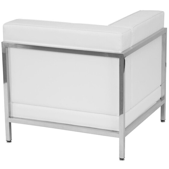 Hercules Imagination Series Contemporary Melrose White Leather Left Corner Chair With Encasing Frame