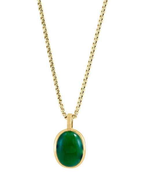 EFFY® Men's Dyed Jade Oval Cabochon 22" Pendant Necklace in Gold-Plated Silver
