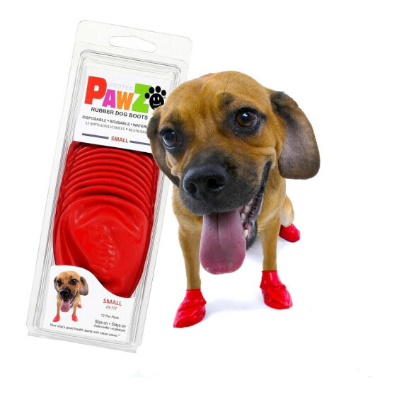 Туфли для собак PAWZ Резиновые Красные 12 штук Размер S