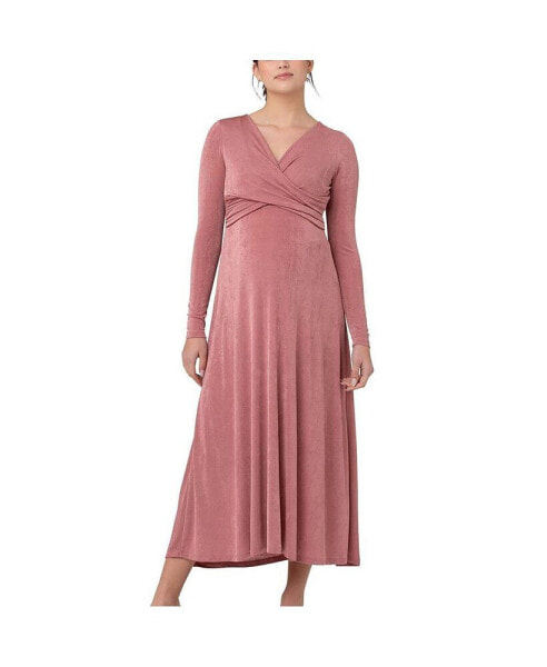 Maternity Ripe Portia V-Neck Nursing Dress Rouge