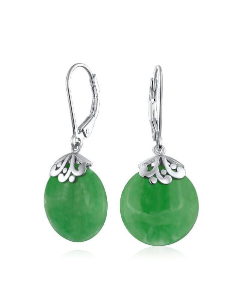 Серьги Bling Jewelry Jade Disc Dangle