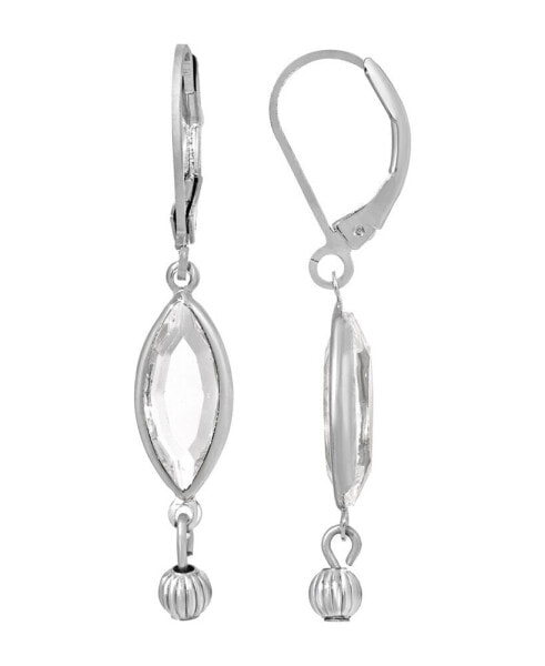 Women's Silver-Tone Clear Crystal Drop Earrings