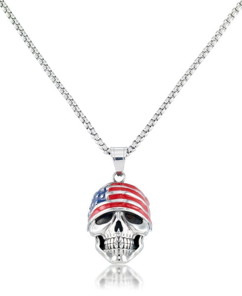 Men's Skull 24" Pendant Necklace in Stainless Steel