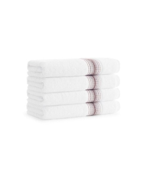 White Turkish Luxury Striped Hand Towels for Bathroom 600 GSM, 18x32 in., 4-Pack , Super Soft Absorbent Hand Towels