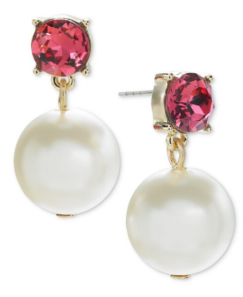Color Crystal & Imitation Pearl Drop Earrings, Created for Macy's