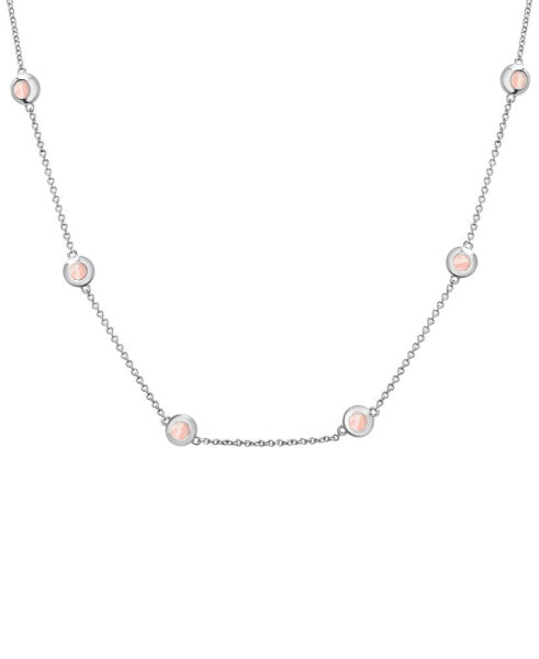 Mother-of-Pearl Station Collar Necklace in Sterling Silver, 17" + 1" extender