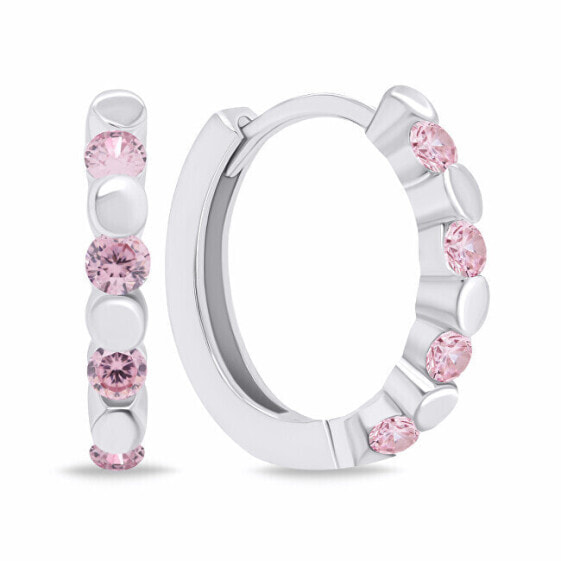 Stylish silver rings with pink zircons EA676WP
