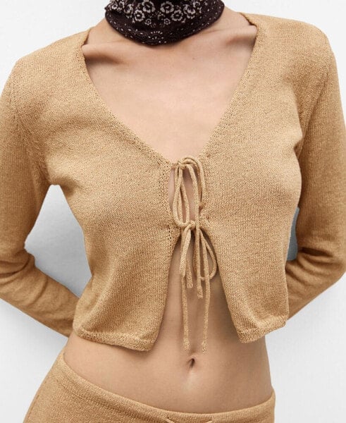 Women's Bow Detail Knitted Cardigan Sweater