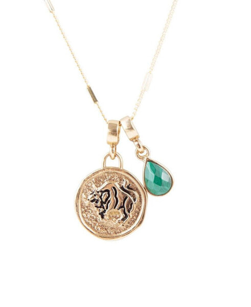 Zodiac Coin Genuine Teardrop Charm Necklace
