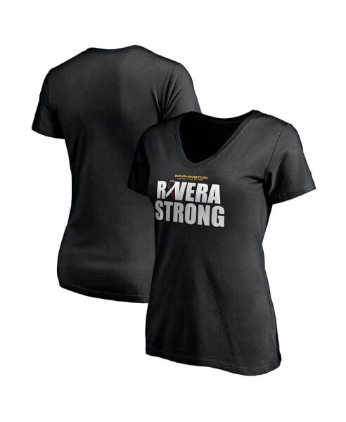 Women's Black Washington Football Team Rivera Strong V-Neck T-shirt