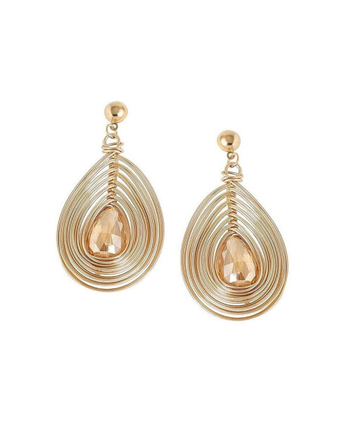 Women's Beige Teardrop Drop Earrings