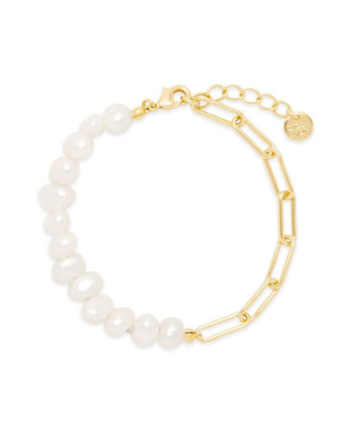 Colette Baroque Freshwater Imitation Pearl and Elongated Link Paperclip Chain Bracelet