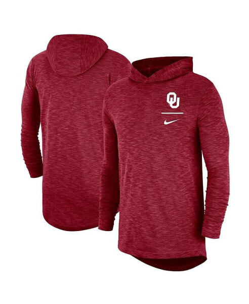 Men's Crimson Oklahoma Sooners Slub Performance Long Sleeve Hoodie T-shirt