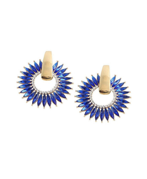 Серьги SOHI Blue Embellished Circular