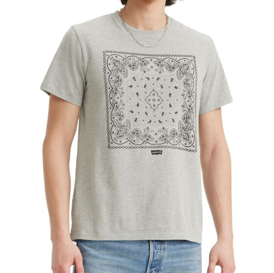 Men's Levi's Bandana Graphic T Shirt Top Heather Grey Size Small Standard Fit