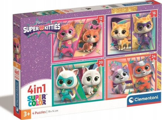 Clementoni CLE puzzle 4w1 SuperKolor Superkitties 21531