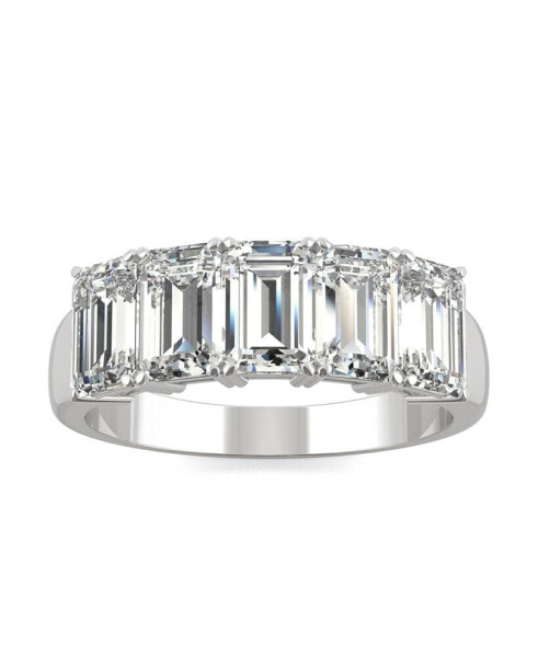 Moissanite Emerald Five Stone Band 2-9/10 ct. t.w. Diamond Equivalent in 14k White Gold