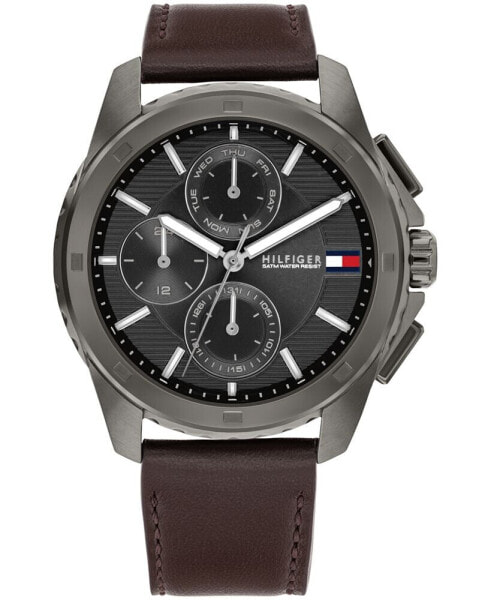 Men's Quartz Brown Leather Watch 44mm