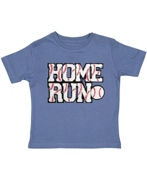 Little and Big Boys Home Run Patch Short Sleeve T-Shirt