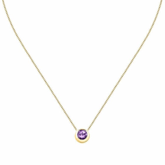 Lovely Gold Plated Amethyst Necklace Semipreziose SAXN02