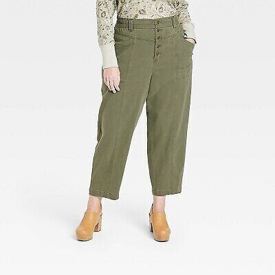 Women's Plus Size Mid-Rise Tapered Fit Pants - Knox Rose Olive 1X