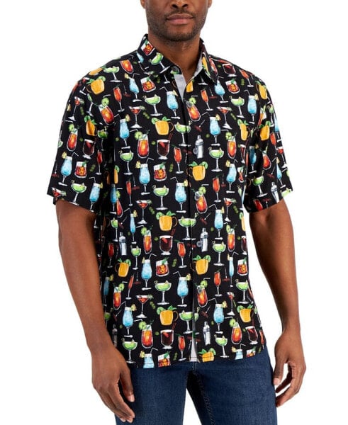 Men's Veracruz Cay All Nighter Cocktail Print Short-Sleeve Button-Up Shirt