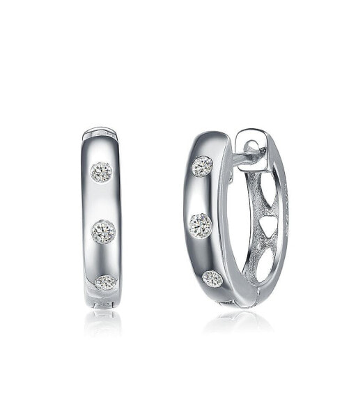 CZ Sterling Silver Cubic Zirconia Mini Hoop Earrings