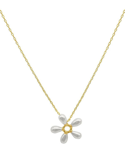 Floral Imitation Pearl Pendant Necklace