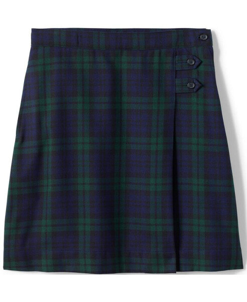 Big Girls School Uniform Slim Plaid A-line Skirt Below the Knee