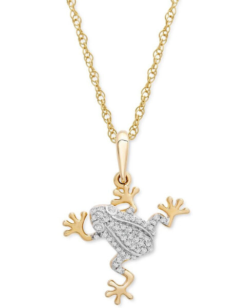 Wrapped diamond Frog 18" Pendant Necklace (1/10 ct. t.w.) in 10k Gold, Created for Macy's