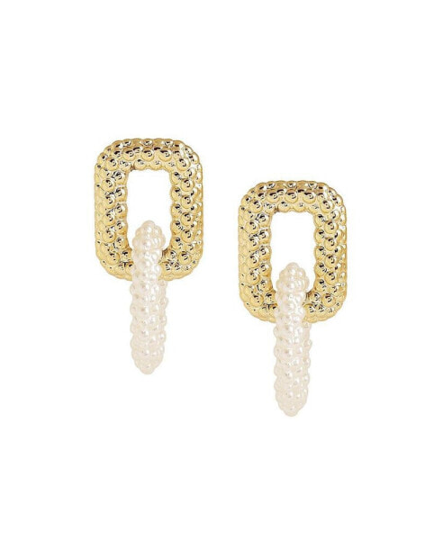 Women's White Link Drop Earrings