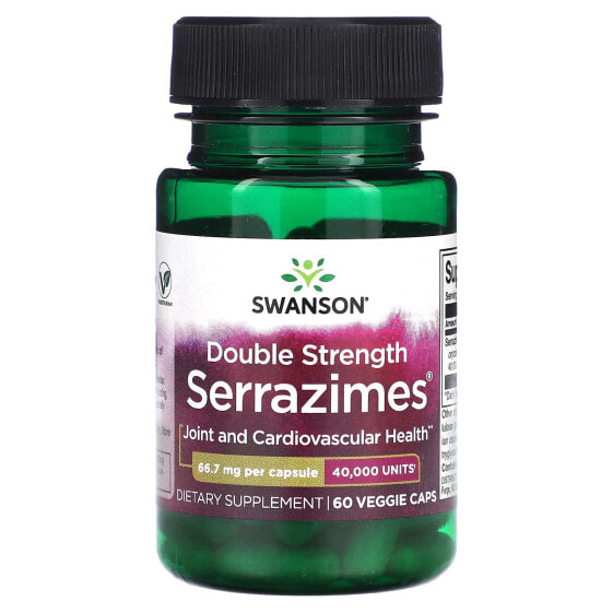 Пищеварительные ферменты Swanson Double Strength Serrazimes, 66.7 мг, 60 капсул