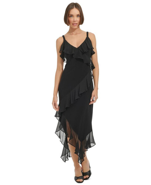 Women's Ruffled Sleeveless Midi Dress