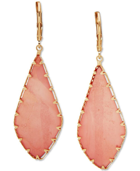 Gold-Tone Large Flat Stone Drop Earrings