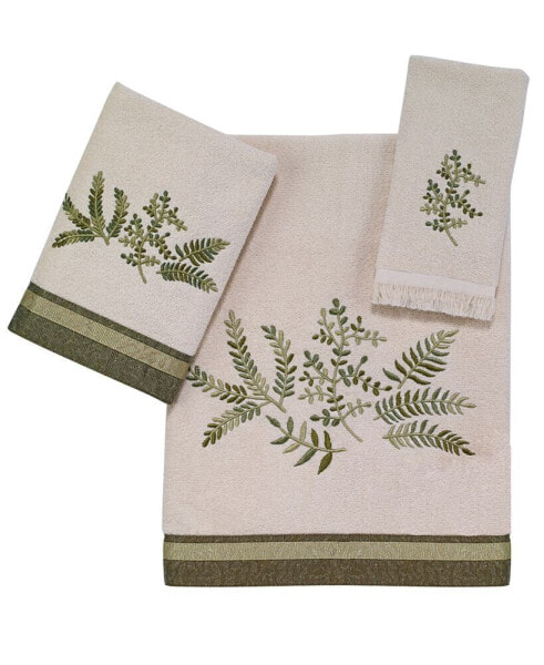 Greenwood Leafy Ferns Embroidered Hand Towel, 16" x 30"
