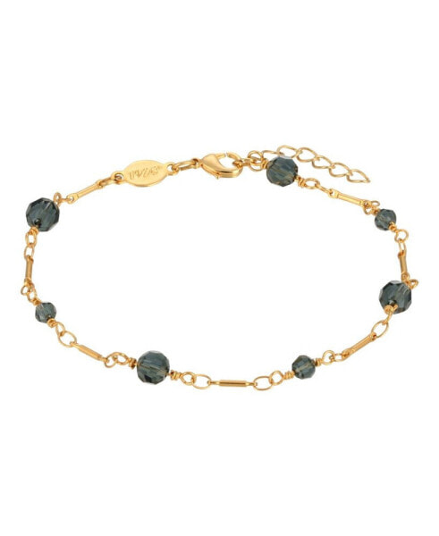 Women's Gold-Tone Blue Beaded Chain Anklet