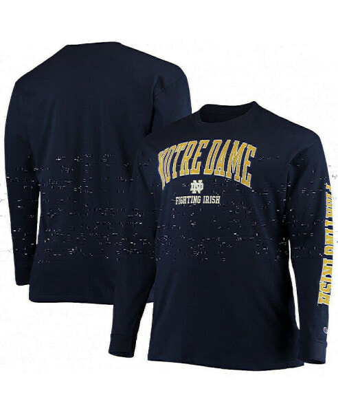 Men's Navy Notre Dame Fighting Irish Big and Tall 2-Hit Long Sleeve T-shirt