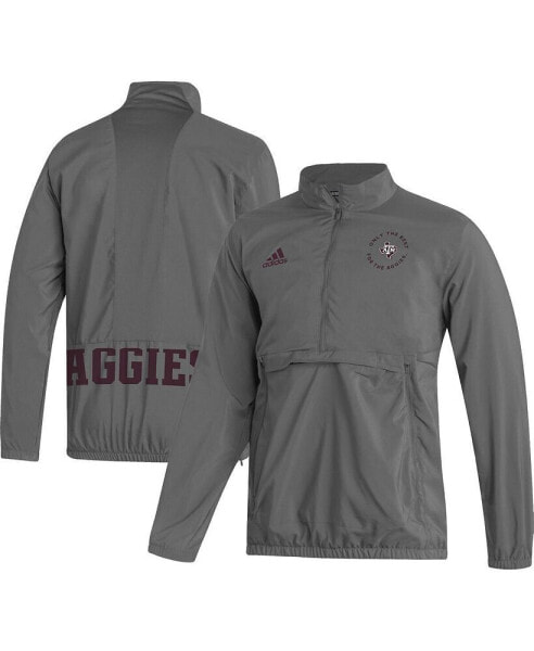 Куртка с половинной молнией Adidas мужская серого цвета с логотипом Texas A&M Aggies AEROREADY