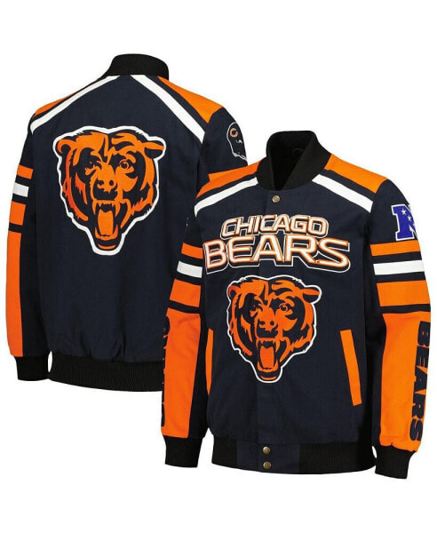 Men's Navy Chicago Bears Power Forward Racing Full-Snap Jacket