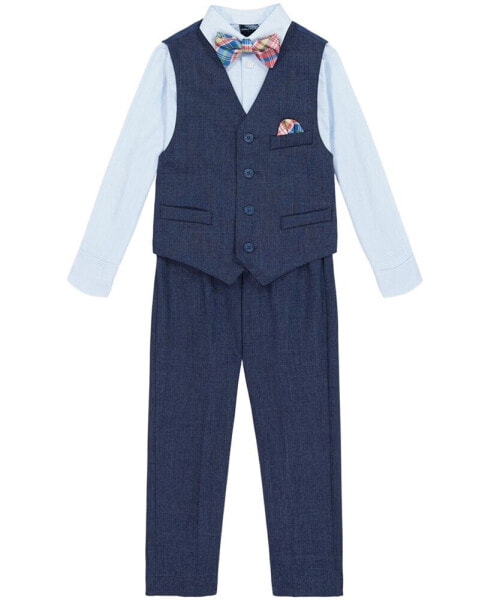 Baby Boys Striated Shirt, Vest, Bowtie and Pants, 4 Piece Set