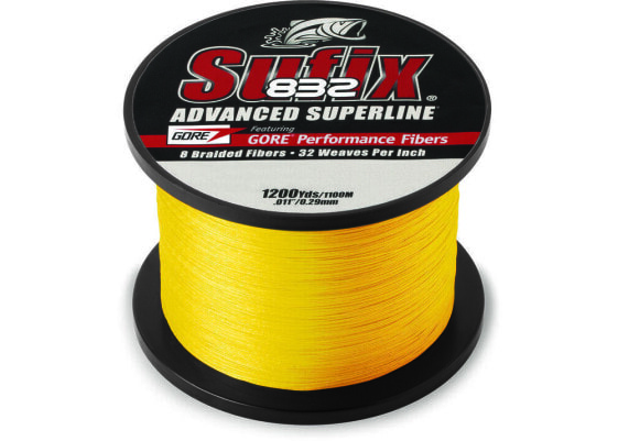 Sufix 832 Braid Fishing Line | Hi-Vis Yellow | 15 lb | 1200 yd